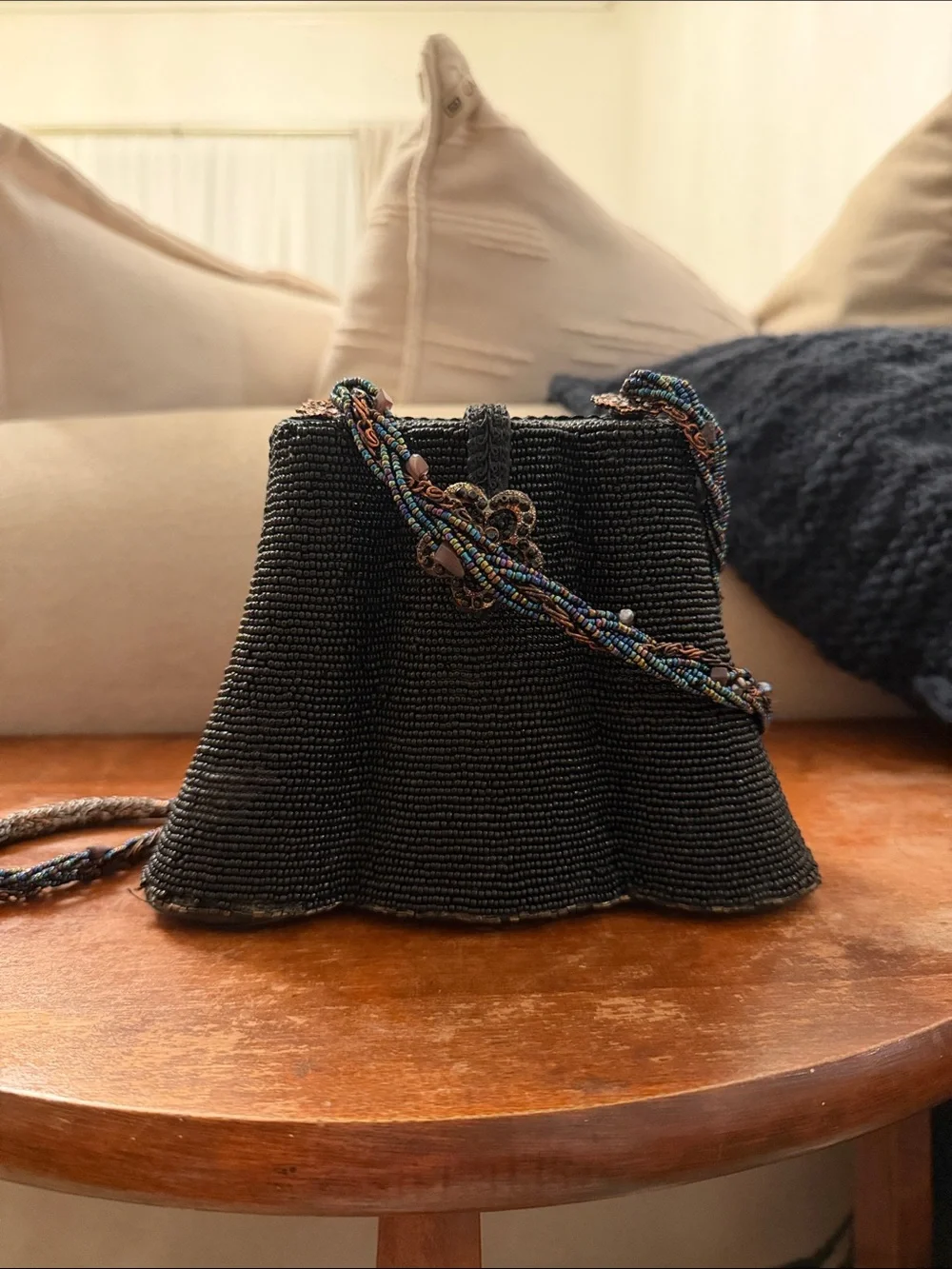 Mary Frances Embellished Beaded Evening Bag - Black with Multicolor Accents